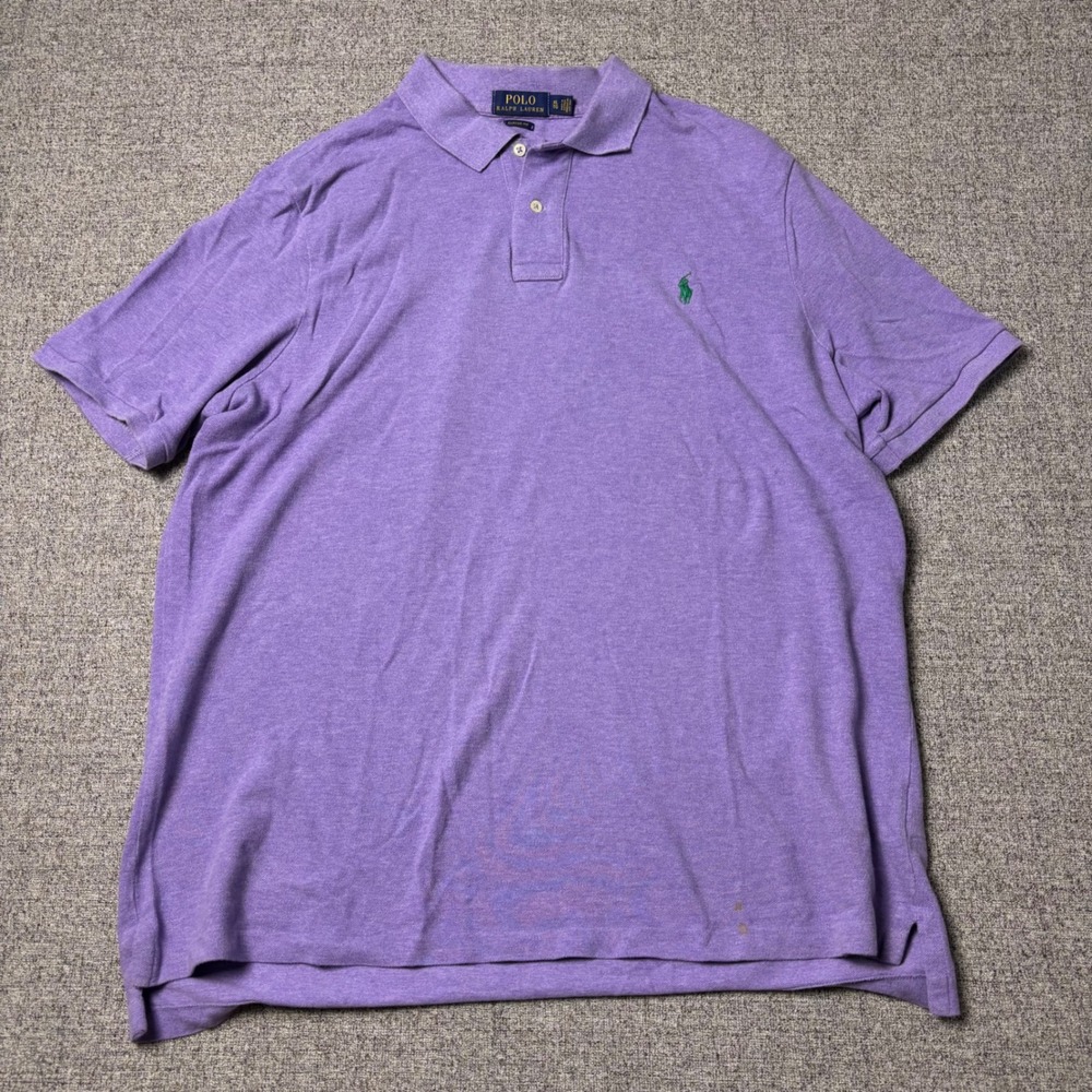 Polo Ralph Lauren Polo Shirt Mens XL Classic Fit Purple Short Sleeve Green Pony